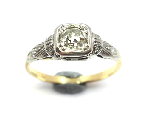 ANTIQUE 18ct Gold & Diamond Solitaire Ring c.1910