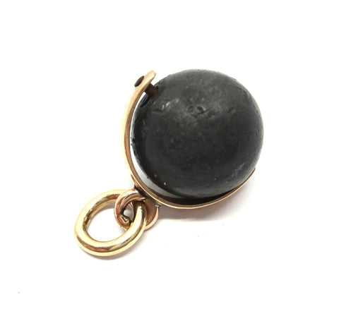 ANTIQUE 9ct Gold & Musket Ball Spinner Pendant