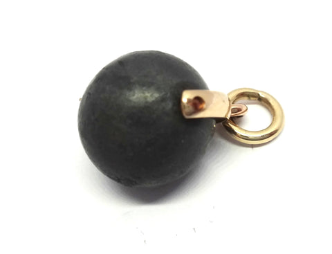ANTIQUE 9ct Gold & Musket Ball Spinner Pendant