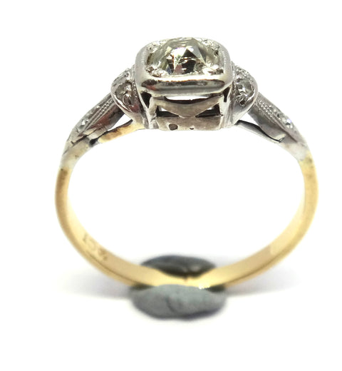 ANTIQUE 18ct Gold & Diamond Solitaire Ring c.1910