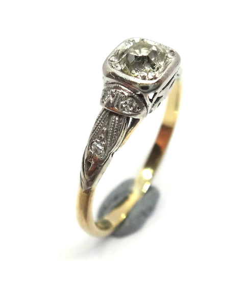 ANTIQUE 18ct Gold & Diamond Solitaire Ring c.1910