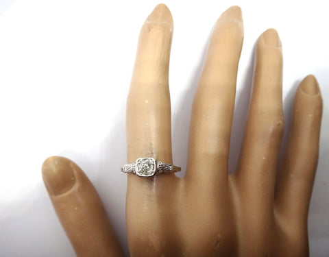 ANTIQUE 18ct Gold & Diamond Solitaire Ring c.1910