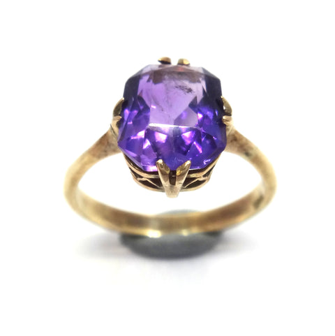 ANTIQUE 9ct Gold & Amethyst Ring