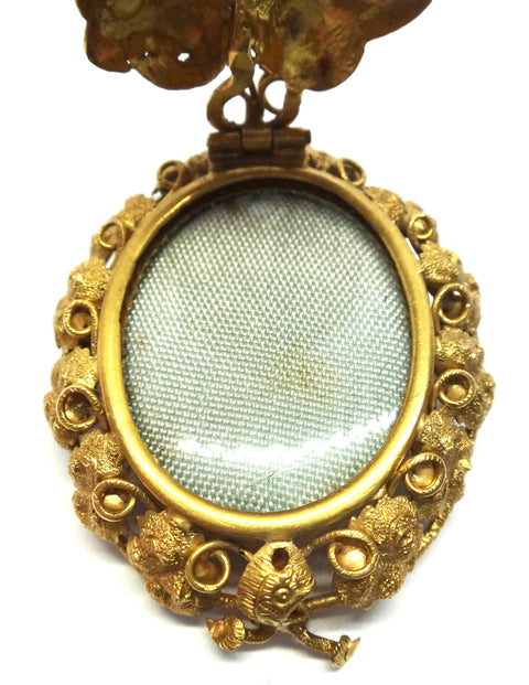 Australian ANTIQUE 18ct Gold & Garnet GOLDFIELDS Locket Brooch c.1865