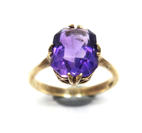 ANTIQUE 9ct Gold & Amethyst Ring