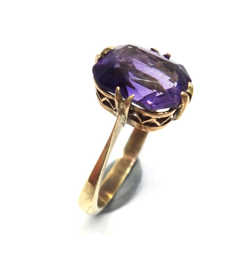 ANTIQUE 9ct Gold & Amethyst Ring