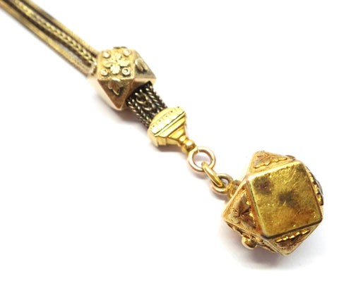 ANTIQUE 15ct & 9ct Gold Albertina Fob Chain c.1880