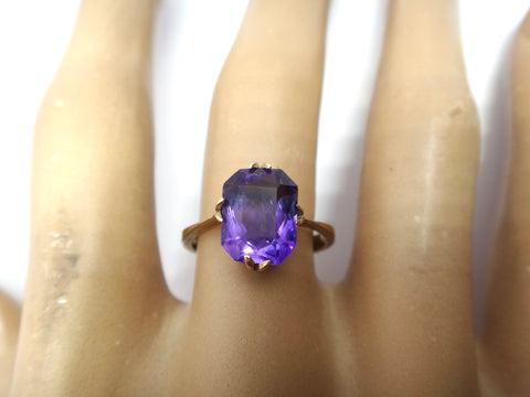 ANTIQUE 9ct Gold & Amethyst Ring