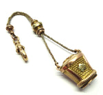 ANTIQUE 9ct Gold Flower Basket, Albertina Fob Chain c.1880