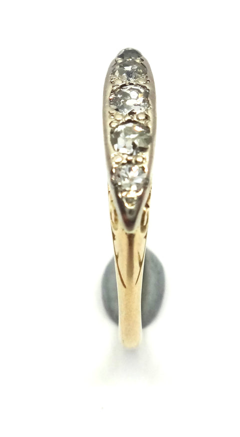 ANTIQUE 18ct Yellow Gold & 5 Stone Diamond Ring c.1900