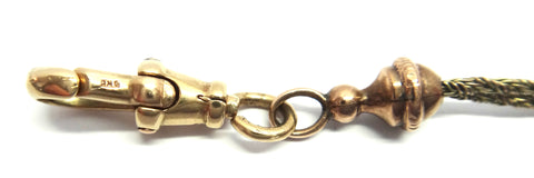 ANTIQUE 9ct Gold Flower Basket, Albertina Fob Chain c.1880