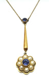 ANTIQUE 15ct Gold, Sapphire & Pearl Drop Necklace