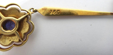 ANTIQUE 15ct Gold, Sapphire & Pearl Drop Necklace