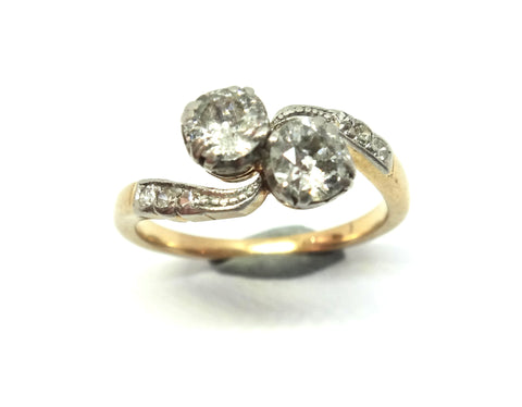 ANTIQUE 18ct Gold & Diamond Toi Et Moi Ring c.1915 - VAL $3,700