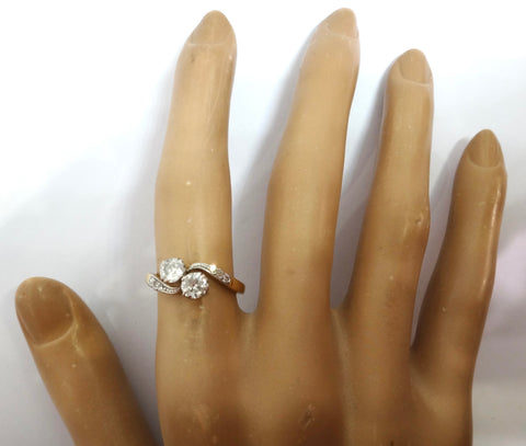 ANTIQUE 18ct Gold & Diamond Toi Et Moi Ring c.1915 - VAL $3,700