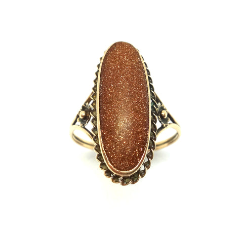 Australian made ANTIQUE 9ct Gold and Goldstone Ring c.1920