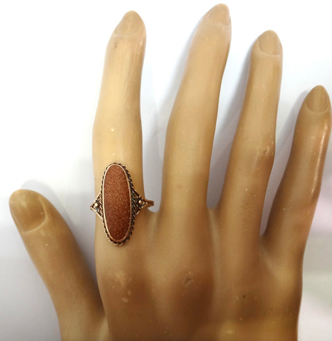 Australian made ANTIQUE 9ct Gold and Goldstone Ring c.1920