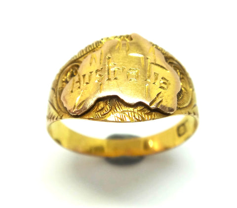 Australian Made ANTIQUE 9ct Gold Map Signet Ring c.1910