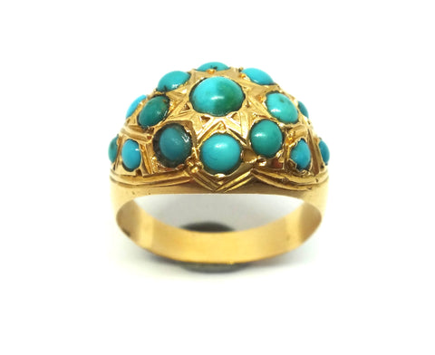 ANTIQUE 18ct Gold & Turquoise Bombe Ring