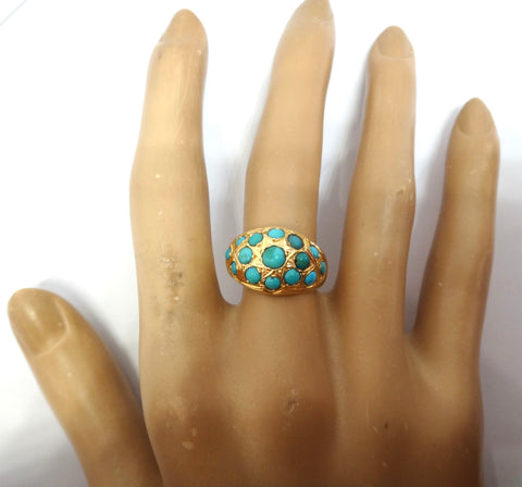 ANTIQUE 18ct Gold & Turquoise Bombe Ring