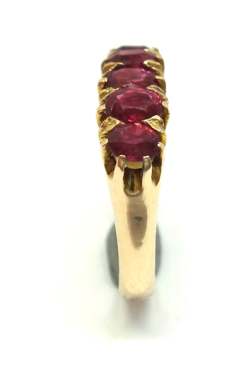 ANTIQUE 9ct Gold 5 Stone RUBY Ring c.1900 - VAL $3,300