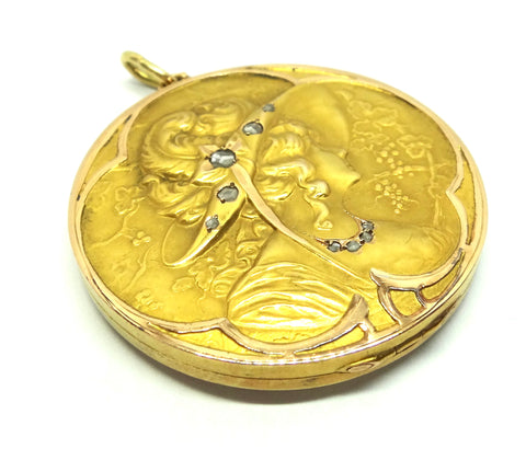 European Belle Epoque 18ct Gold & Diamond Locket Pendant c.1895-1905
