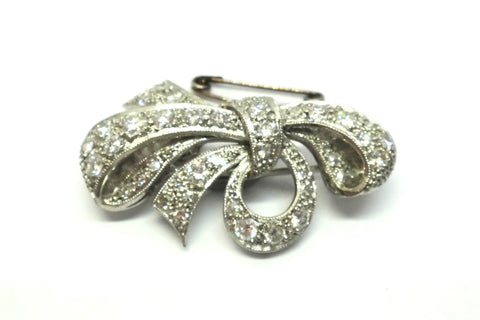 1950s Platinum & Diamond Bow Brooch - VAL $10,420