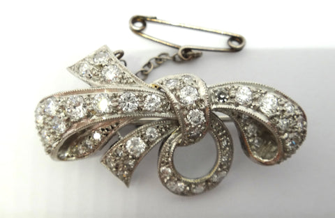 1950s Platinum & Diamond Bow Brooch - VAL $10,420