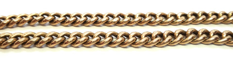 ANTIQUE 9ct Rose GOLD Albert Chain with Greenstone Fob c.1910