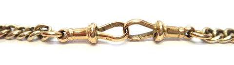 ANTIQUE 9ct Rose GOLD Albert Chain with Greenstone Fob c.1910