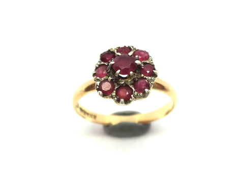 ANTIQUE 18ct Gold, Platinum & RUBY Daisy Ring - Willis of Melbourne c.1910