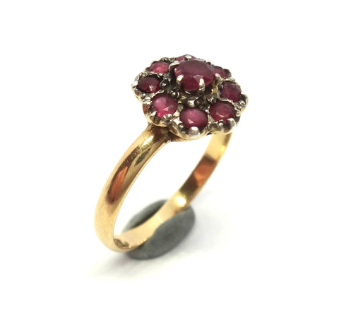 ANTIQUE 18ct Gold, Platinum & RUBY Daisy Ring - Willis of Melbourne c.1910