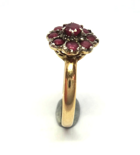 ANTIQUE 18ct Gold, Platinum & RUBY Daisy Ring - Willis of Melbourne c.1910