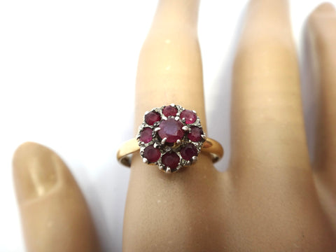 ANTIQUE 18ct Gold, Platinum & RUBY Daisy Ring - Willis of Melbourne c.1910
