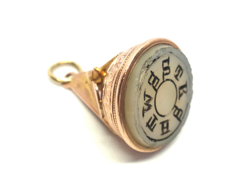 ANTIQUE 9ct Gold & White Chalcedony MASONIC Seal Fob - Birmingham 1909