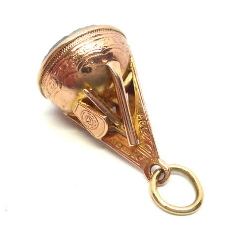 ANTIQUE 9ct Gold & White Chalcedony MASONIC Seal Fob - Birmingham 1909