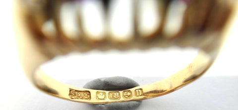 ANTIQUE 18ct Gold, Ruby & Diamond Ring - Birmingham 1912