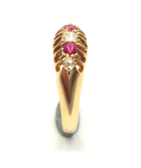 ANTIQUE 18ct Gold, Ruby & Diamond Ring - Birmingham 1912