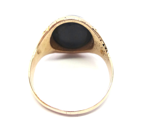 ANTIQUE 9ct Gold & Bloodstone Intaglio Signet Ring c.1900