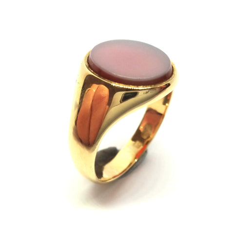 ANTIQUE 18ct Yellow Gold & Sardonyx Signet Ring c.1900