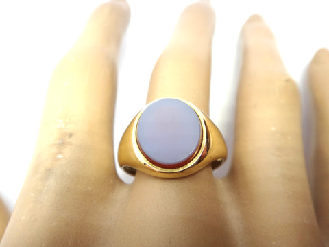 ANTIQUE 18ct Yellow Gold & Sardonyx Signet Ring c.1900