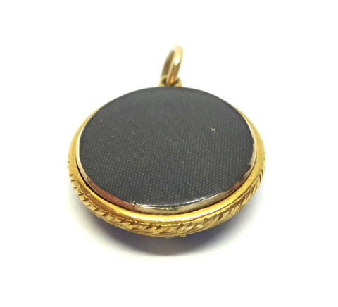 ANTIQUE 18ct Gold, Blue Enamel &  Seed Pearl Locket Pendant c.1870