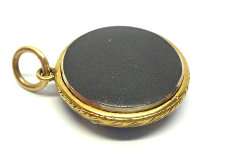 ANTIQUE 18ct Gold, Blue Enamel &  Seed Pearl Locket Pendant c.1870