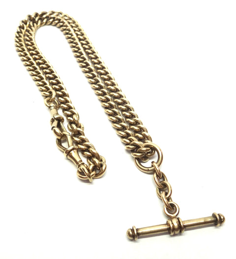 Heavy ANTIQUE 9ct Yellow Gold Albert Chain Necklace c.1900