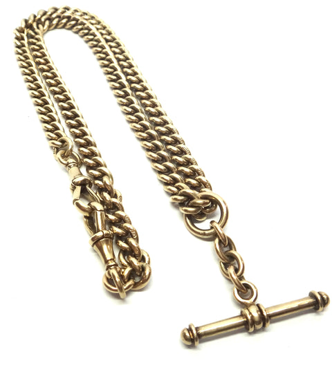 Heavy ANTIQUE 9ct Yellow Gold Albert Chain Necklace c.1900