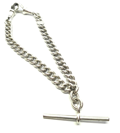 ANTIQUE Sterling Silver Albert Fob Bracelet c.1900