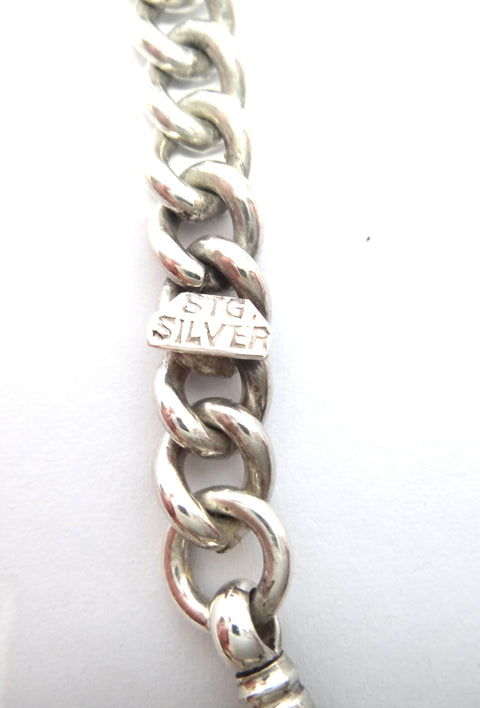ANTIQUE Sterling Silver Albert Fob Bracelet c.1900