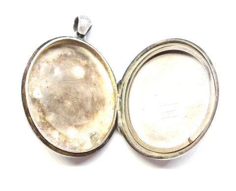 ANTIQUE Sterling Silver Engraved Locket Pendant  c.1880