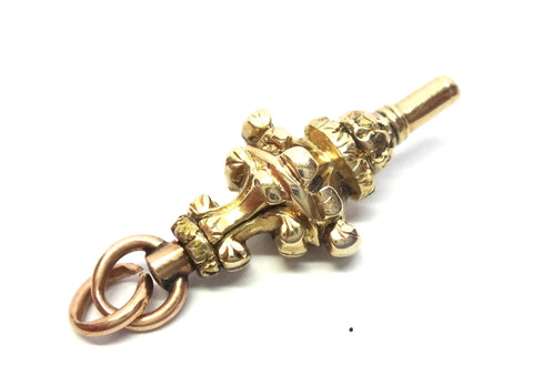 ANTIQUE 15ct Gold Watch Key Pendant c.1880