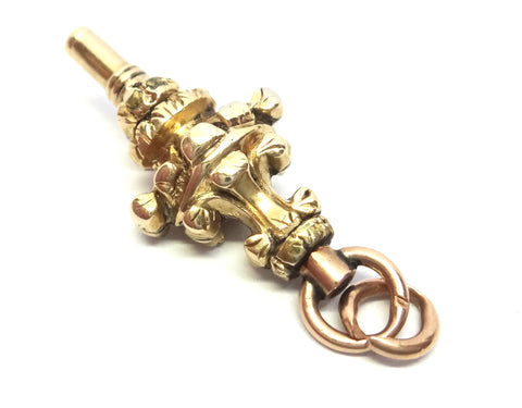 ANTIQUE 15ct Gold Watch Key Pendant c.1880